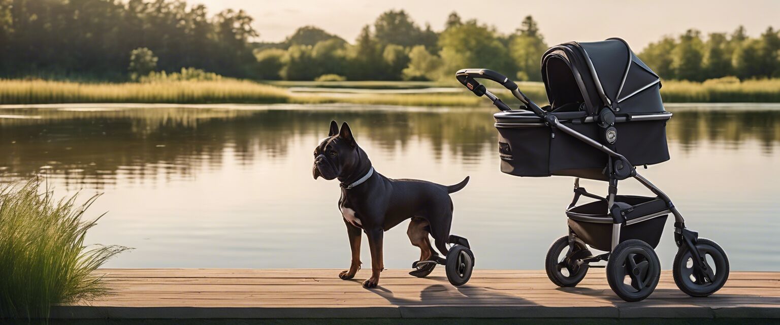 Luxury dog stroller in the park
